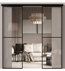 Дверь МКП-1 Черная эмаль (RAL 9004) со стеклом