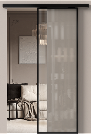 Межкомнатная дверь МКП-0, Со стеклом (ДО), цвет - Черная эмаль (RAL 9004)