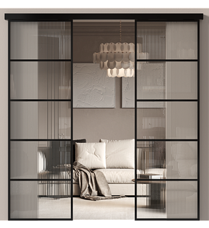 Межкомнатная дверь МКП-4, Со стеклом (ДО), цвет - Черная эмаль (RAL 9004)