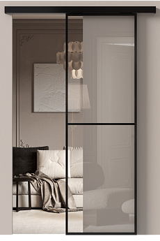 Дверь МКП-1 Черная эмаль (RAL 9004) со стеклом